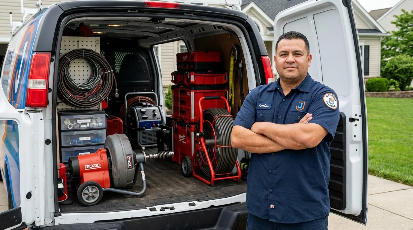 Professional drain cleaning equipment and Johns Plumbing LLC plumber in Cowpens