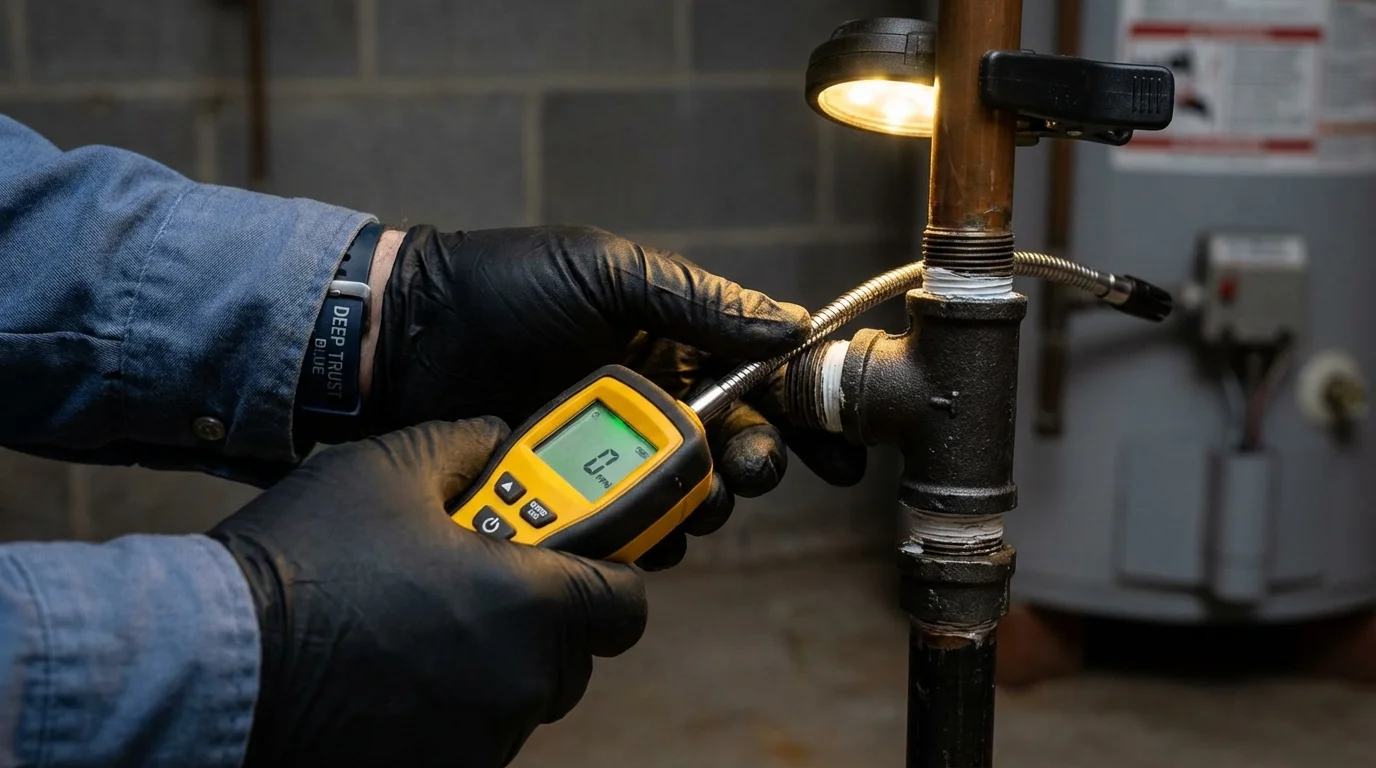 Gas leak detection with electronic sniffer by Johns Plumbing LLC in Cowpens