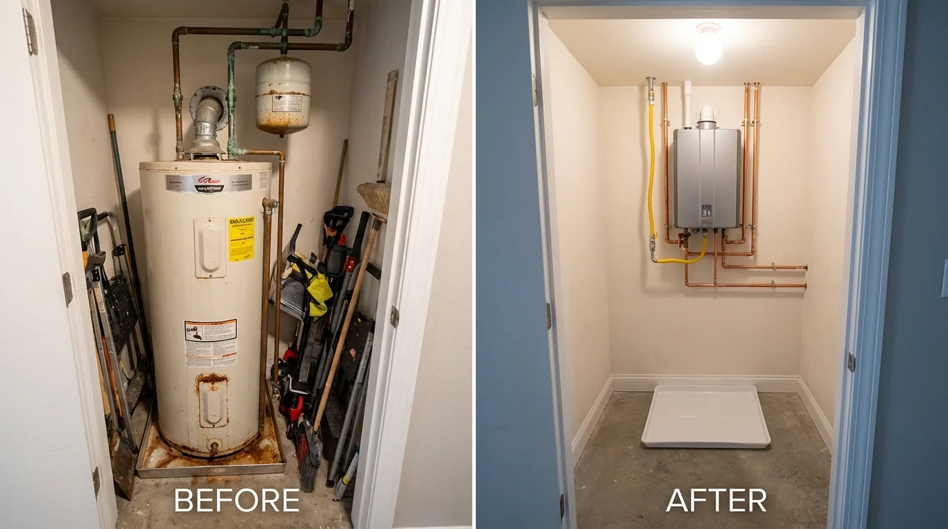 Tank water heater versus wall-mounted tankless unit comparison for Cowpens, SC homeowners